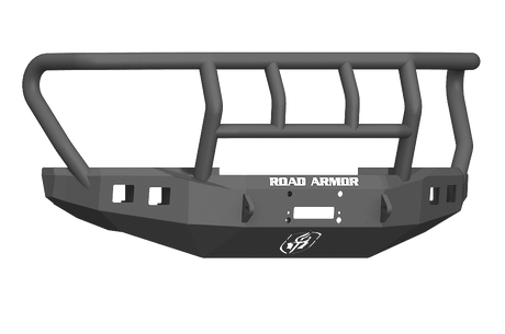 Road Armor 61742B 2017-2020 Ford F450/F550 Winch Front Bumper with Titan II Guard and Square Light Holes - Satin Black-BumperStock