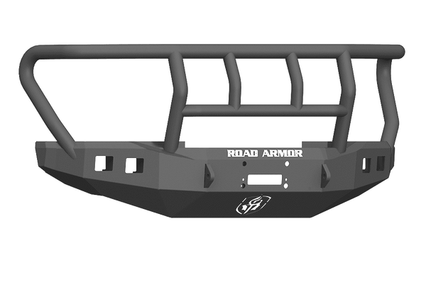 Road Armor 61742B 2017-2020 Ford F450/F550 Winch Front Bumper with Titan II Guard and Square Light Holes - Satin Black-BumperStock