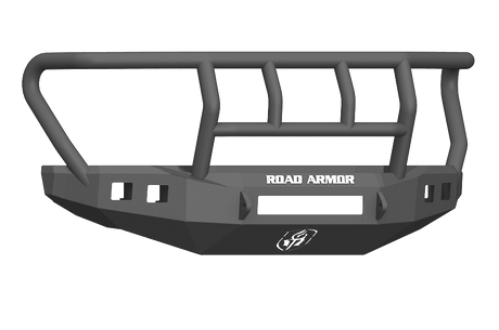 Road Armor 61742B-NW 2017-2020 Ford F450/F550 Non-Winch Front Bumper with Titan II Guard and Square Light Holes - Satin Black-BumperStock