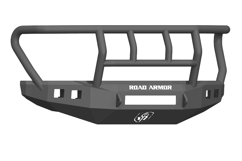 Road Armor 61742B-NW 2017-2020 Ford F450/F550 Non-Winch Front Bumper with Titan II Guard and Square Light Holes - Satin Black-BumperStock