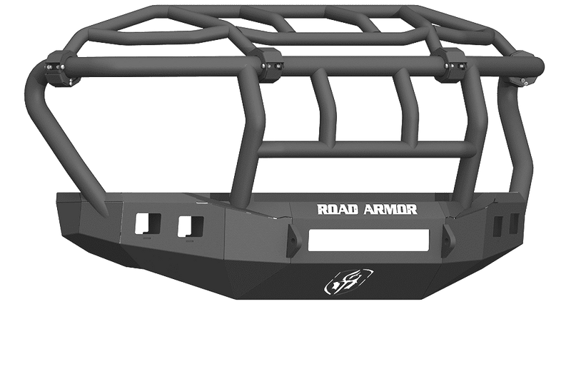 Road Armor 61743B-NW 2017-2020 Ford F450/F550 Non-Winch Front Bumper with Intimidator Guard and Square Light Holes - Satin Black-BumperStock