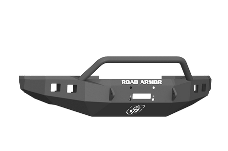 Road Armor 61744B 2017-2020 Ford F450/F550 Winch Front Bumper with Pre-Runner Guard and Square Light Holes - Satin Black-BumperStock