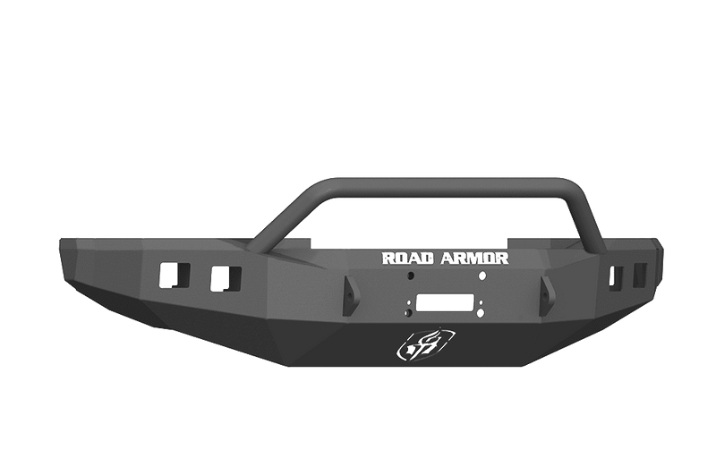 Road Armor 61744B 2017-2020 Ford F450/F550 Winch Front Bumper with Pre-Runner Guard and Square Light Holes - Satin Black-BumperStock