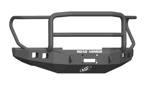 Road Armor 61745B 2017-2020 Ford F450/F550 Winch Front Bumper with Lonestar Guard and Square Light Holes - Satin Black-BumperStock