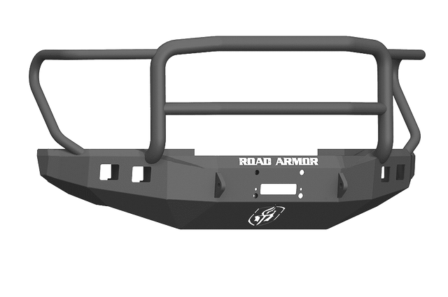 Road Armor 61745B 2017-2020 Ford F450/F550 Winch Front Bumper with Lonestar Guard and Square Light Holes - Satin Black-BumperStock