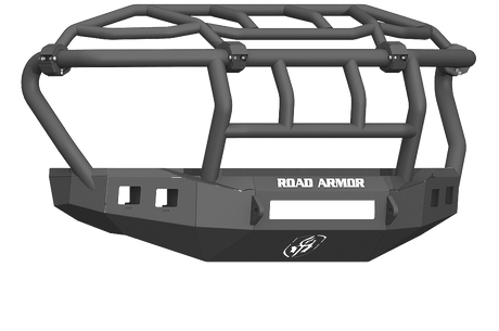 Road Armor 617F3B-NW 2017-2020 Ford F250/F350 Non-Winch Front Bumper with Intimidator Guard and Square Light Holes - Satin Black-BumperStock