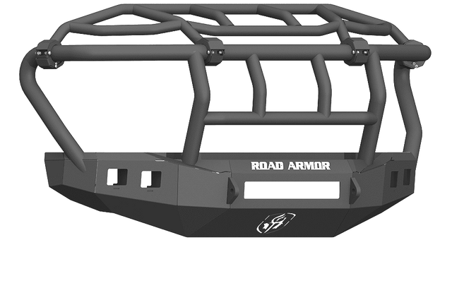 Road Armor 617F3B-NW 2017-2020 Ford F250/F350 Non-Winch Front Bumper with Intimidator Guard and Square Light Holes - Satin Black-BumperStock