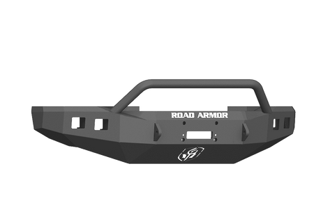 Road Armor 617F4B 2017-2020 Ford F250/F350 Winch Front Bumper with Pre-Runner Guard and Square Light Holes - Satin Black-BumperStock
