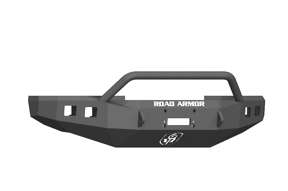 Road Armor 617F4B 2017-2020 Ford F250/F350 Winch Front Bumper with Pre-Runner Guard and Square Light Holes - Satin Black-BumperStock