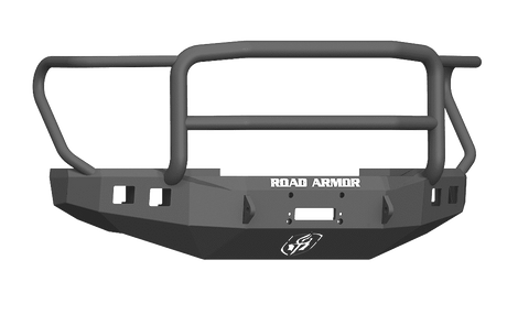 Road Armor 617F5B 2017-2020 Ford F250/F350 Winch Front Bumper with Lonestar Guard and Square Light Holes - Satin Black-BumperStock