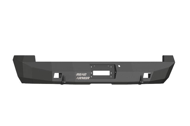 Road Armor 61800B 2008-2016 Ford F250/F350/F450 Winch Rear Bumper with Base Guard and Rectangle Light Holes - Satin Black-BumperStock