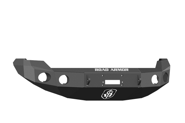 Road Armor 66130B 2009-2014 Ford F150 Winch Front Bumper with Base Guard and Round Light Holes - Satin Black-BumperStock