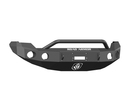Road Armor 66134B 2009-2014 Ford F150 Winch Front Bumper with Pre-Runner Guard and Round Light Holes - Satin Black-BumperStock