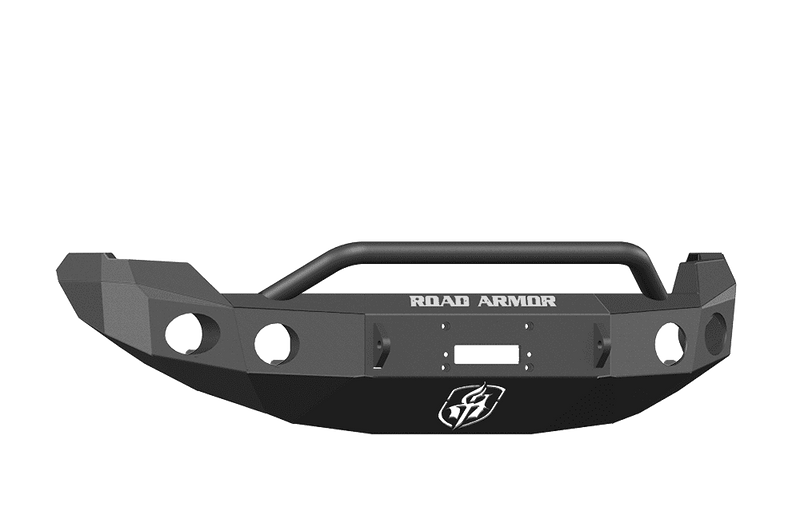 Road Armor 66134B 2009-2014 Ford F150 Winch Front Bumper with Pre-Runner Guard and Round Light Holes - Satin Black-BumperStock
