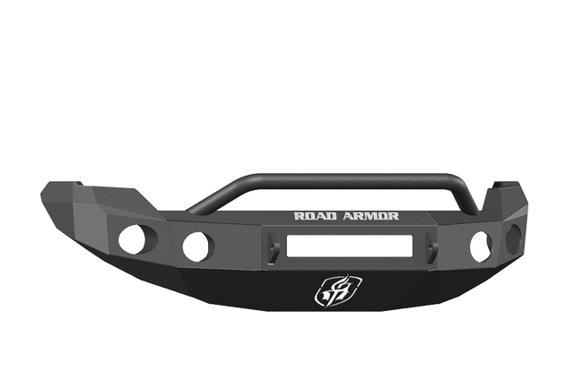 Road Armor 66134B-NW 2009-2014 Ford F150 Non-Winch Front Bumper with Pre-Runner Guard and Round Light Holes - Satin Black-BumperStock
