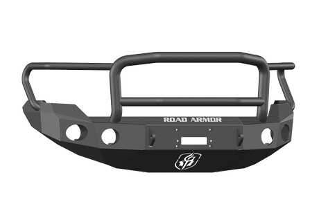 Road Armor 66135B 2009-2014 Ford F150 Winch Front Bumper with Lonestar Guard and Round Light Holes - Satin Black-BumperStock