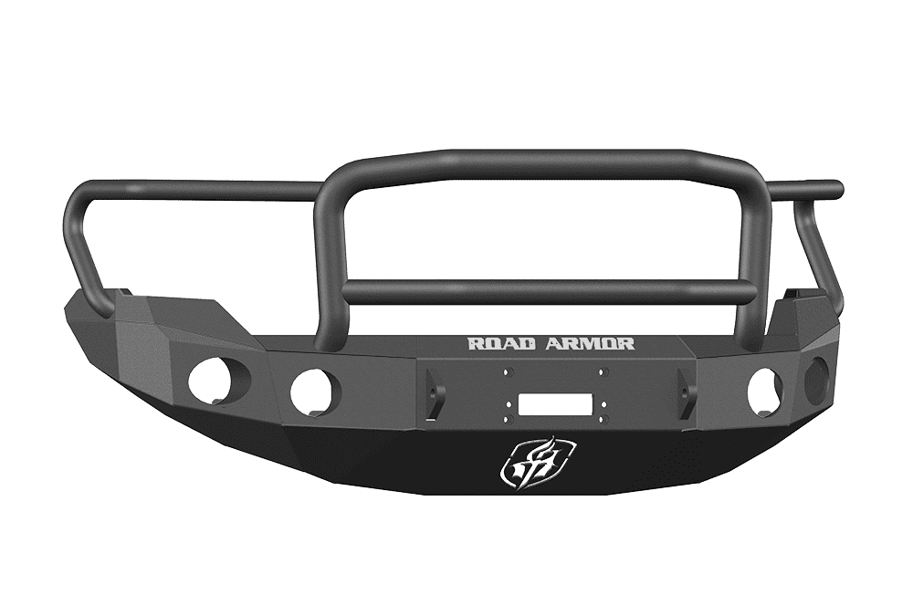 Road Armor 66135B 2009-2014 Ford F150 Winch Front Bumper with Lonestar Guard and Round Light Holes - Satin Black-BumperStock