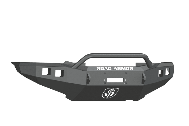 Road Armor 905R4B 2012-2015 Toyota Tacoma Winch Front Bumper with Pre-Runner Guard and Square Light Holes - Satin Black-BumperStock