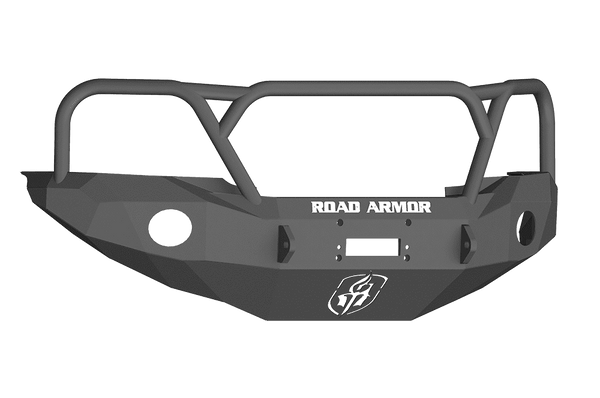 Road Armor 99011B 2005-2011 Toyota Tacoma Winch Front Bumper with Lonestar Guard and Round Light Holes - Satin Black-BumperStock