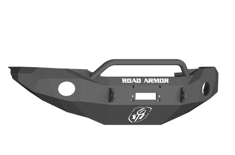 Road Armor 99014B 2005-2011 Toyota Tacoma Winch Front Bumper with Pre-Runner Guard and Round Light Holes - Satin Black-BumperStock