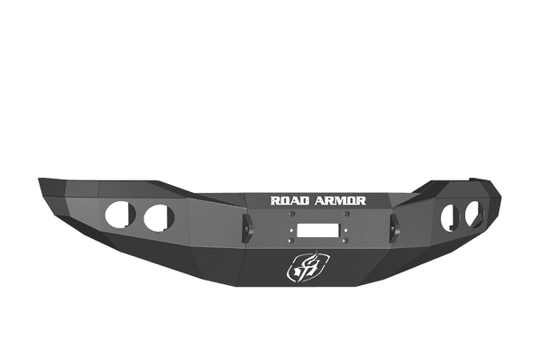 Road Armor 99030B 2007-2013 Toyota Tundra Winch Front Bumper with Base Guard and Round Light Holes - Satin Black-BumperStock