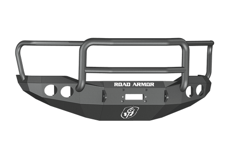 Road Armor 99031B 2007-2013 Toyota Tundra Winch Front Bumper with Lonestar Guard and Round Light Holes - Satin Black-BumperStock