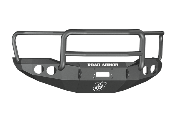 Road Armor 99031B 2007-2013 Toyota Tundra Winch Front Bumper with Lonestar Guard and Round Light Holes - Satin Black-BumperStock
