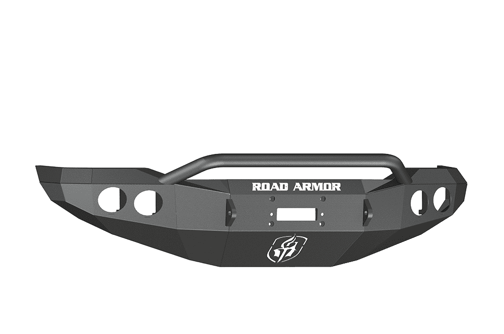 Road Armor 99034B 2007-2013 Toyota Tundra Winch Front Bumper with Pre-Runner Guard and Round Light Holes - Satin Black-BumperStock