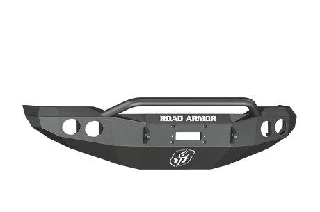 Road Armor 99034B 2007-2013 Toyota Tundra Winch Front Bumper with Pre-Runner Guard and Round Light Holes - Satin Black-BumperStock