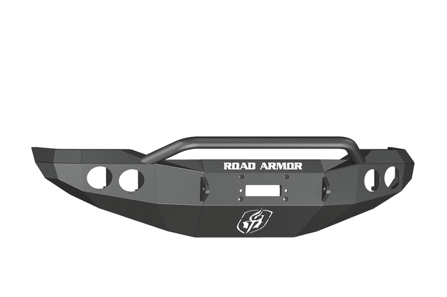 Road Armor 99034B 2007-2013 Toyota Tundra Winch Front Bumper with Pre-Runner Guard and Round Light Holes - Satin Black-BumperStock