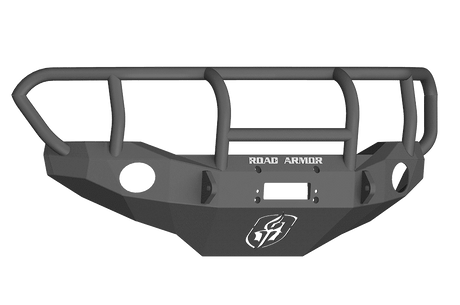 Road Armor FJ801B 2006-2014 Toyota FJ Cruiser Winch Front Bumper with Titan II Guard and Round Light Holes - Satin Black-BumperStock