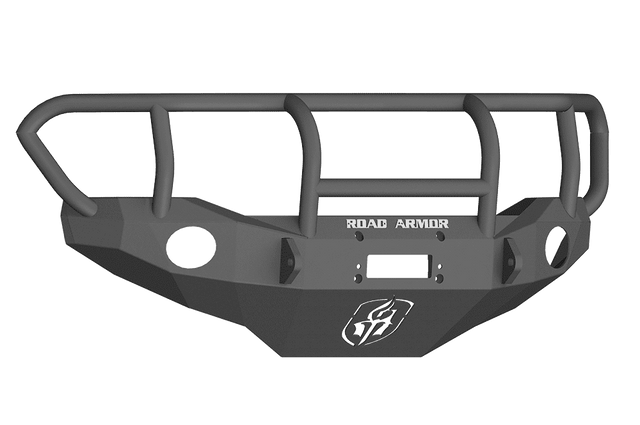 Road Armor FJ801B 2006-2014 Toyota FJ Cruiser Winch Front Bumper with Titan II Guard and Round Light Holes - Satin Black-BumperStock